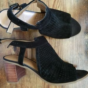 Franco Sarto Black Peep Toe Booties, Size 8